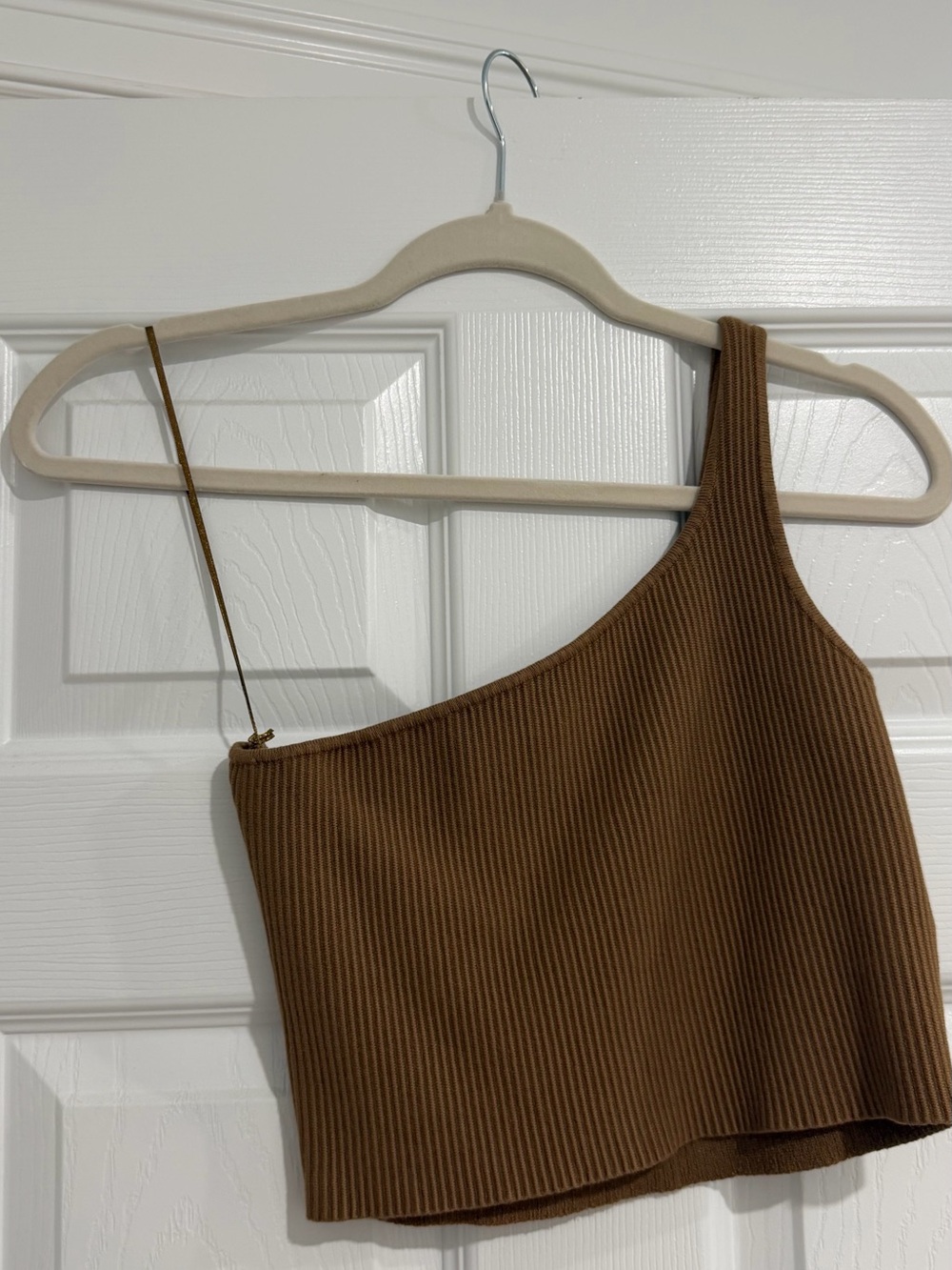 House of Harlow 1960 One-Shoulder Ribbed Top - Brown